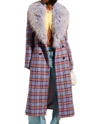 Beyond The Gates 2026 Chelsea Hamilton Fur Trim Plaid Coat
