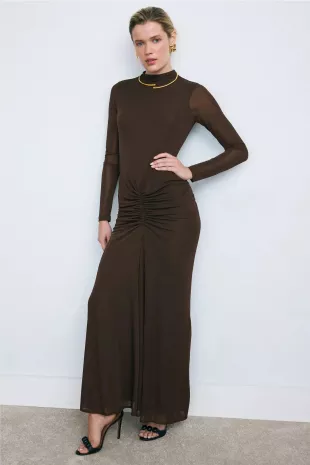 Mock Neck Ruched Dress