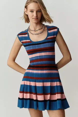 The Beca Ribbed Sweater Fit & Flare Mini Dress