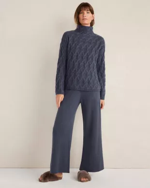 Cashmere Allover Cable Mockneck Sweater