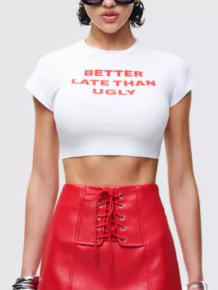 Geordie Shore S26 Abbie Holborn “Better Late Than Ugly” Crop Tee