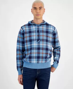 Hooded Plaid Sweate