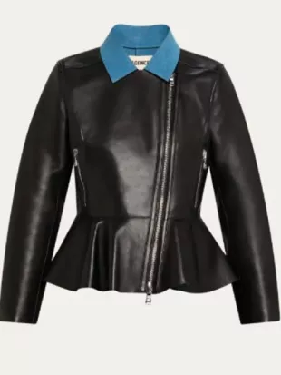 The View Ana Navarro Peplum Leather Jacket