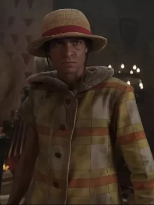 One Piece S02 Iñaki Godoy Plaid Shearling Trim Coat