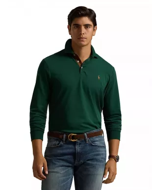 Classic Fit soft Cotton Long-sleeve Polo Shirt
