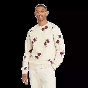 Adult Floral Print Fleece Crewneck Pullover Sweatshirt