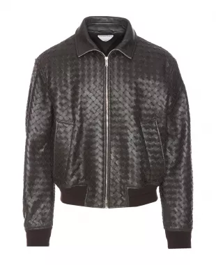 Intrecciato Leather Zip Jacket