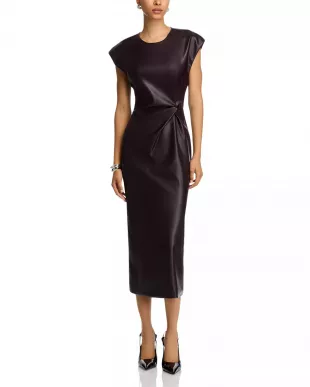 Chiara Faux Leather Midi Dress