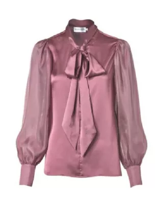 The Traitors UK S04 Claudia Winkleman Pink Bow Collar Blouse