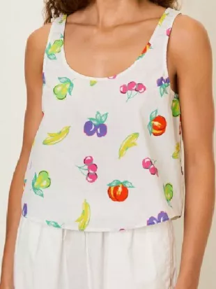 People We Meet on Vacation Emily Bader Fruit Print Tank Top