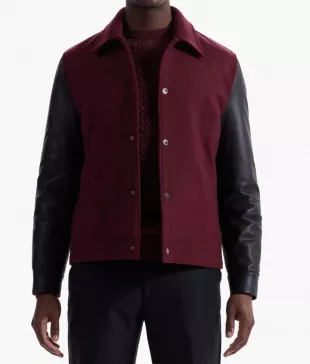 Burgundy And Black Leather Jacket