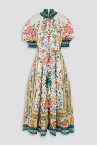 White Floral Puff Sleeve Maxi Dress