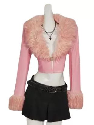 WWE Raw 2026 Masami Odate Pink Fur Trim Leather Jacket