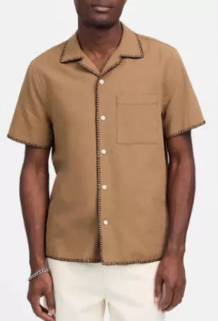 Textured Gauze Easy Short Sleeve Button Up Shirt