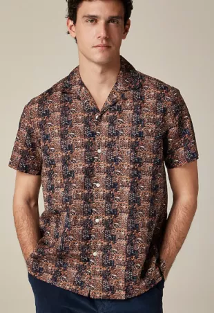 Printed Linen Short Sleeve Shirt