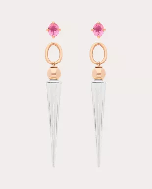 Pampille 18K Gold Recycled Sterling Silver and Pink Spinel Spike Earrings