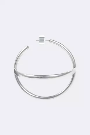 Silver Hoop Semi Cercle Earrings