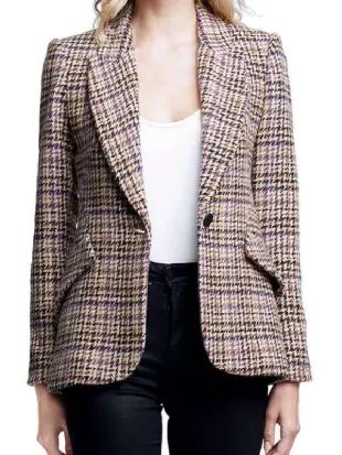 Ponies S01 Emilia Clarke Tweed Checkered Blazer
