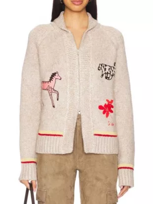 The Valley Persian Style S01 Tanin Nikpey Animals Print Cardigan