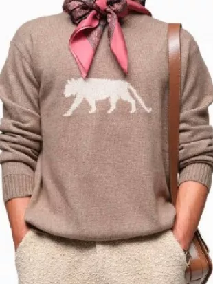 The Today Show Martha Stewart Beige Tiger Cashmere Sweater