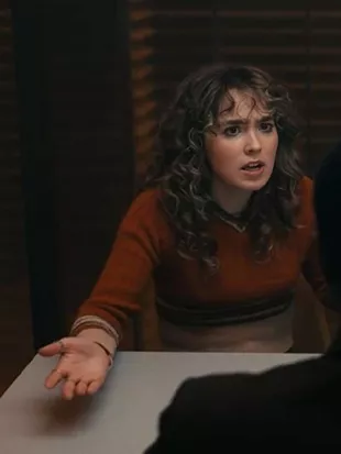 Ponies Twila Hasbeck Orange & Beige Striped Collared Sweater