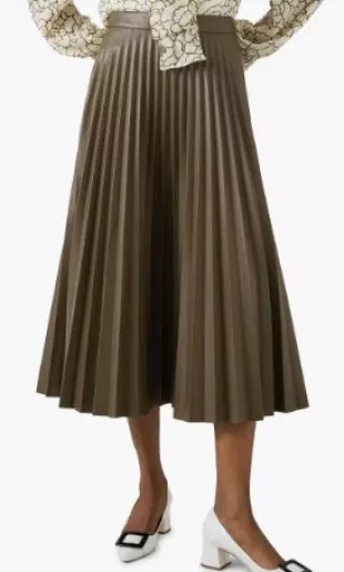 Laurie Pleated Faux Leather Midi Skirt