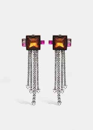 Bronze Pink and Silver Rhinestone Earrings