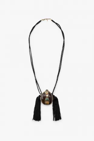 Cord and Stone Box Necklace