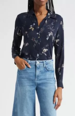 Holly Butterfly Print Button-Up Shirt