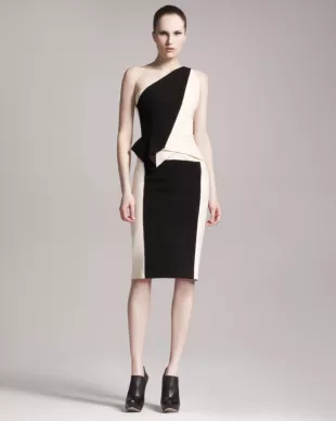 Two Tone One Shoulder Dress
