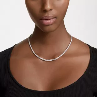 Matrix Tennis Necklace Round Cut, White, Rhodium plated