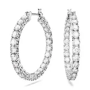 Matrix hoop Earrings, One Size, Rhodium, Crystals