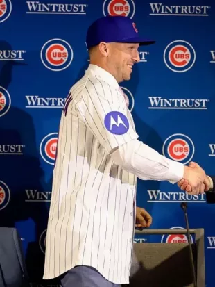 Alex Bregman Introductory Press Conference Pinstripe Shirt