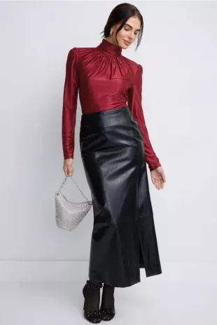 Ruched Turtleneck Top