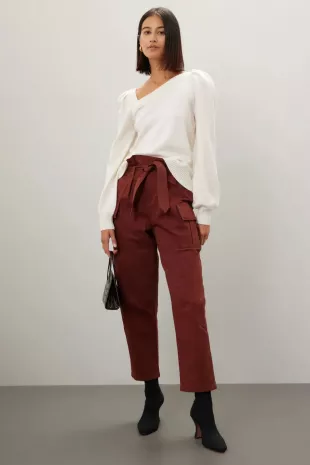 Dixie Asymmetrical Puff Sleeve Sweater