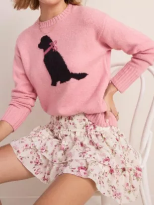 Beyond the Gates Najah Jackson Bow Dog Pink Sweater