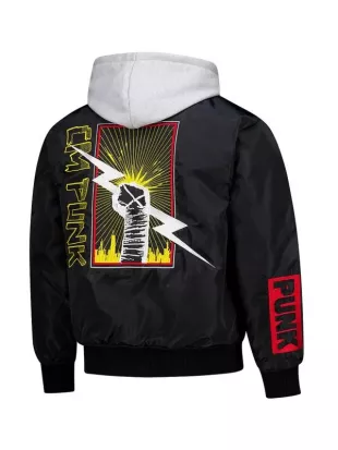 WWE CM Punk Black Hooded Bomber Jacket