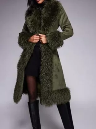 Beyond the Gates Ambyr Michelle Olive Green Suede Coat