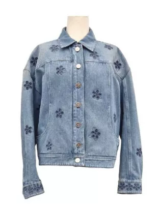 The Madison Bridgett Reese Blue Floral Denim Jacket