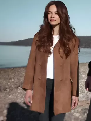 Kristin Kreuk Murder In A Small Town Brown Suede Coat