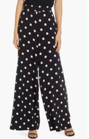 Polka Dot Wide Leg Crepe Pants