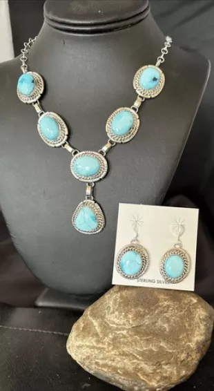 Turquoise Necklace and Earrings Set