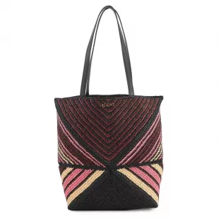 Paula’s Ibiza Black/Pink Chevron Stitched Tote Bag