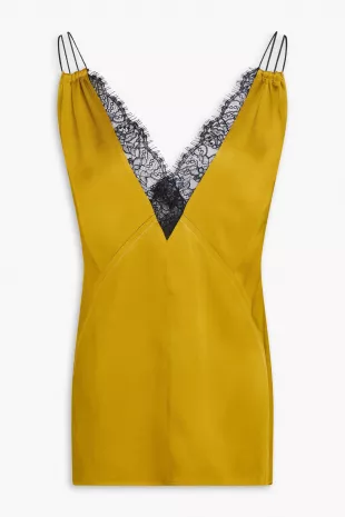 Lace Trimmed Crepe Satin Cami