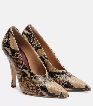 115 Snake-effect Leather Pumps