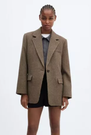 Lapels Houndstooth Suit Blazer