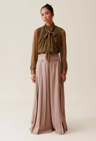 Pierlot Check Tie-Neck Blouse