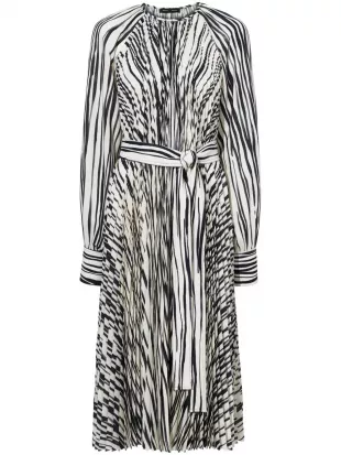 Carol Stripe-print Pleated Dress