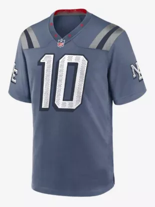 Drake Maye New England Patriots Rivalries Storm Blue Jersey