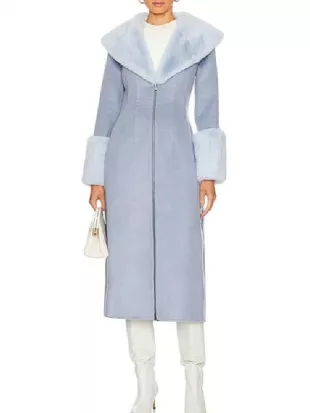 Access Hollywood 2026 Emily Orozco Blue Fur Collar Coat